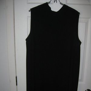 Black, mock-neck, sleeveless, tunic top